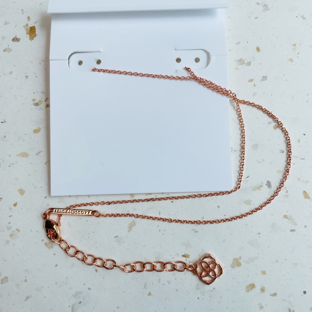 Kendra Scott Rose Quartz Pink Drusy Ari Heart Necklace - Picture 3 of 3